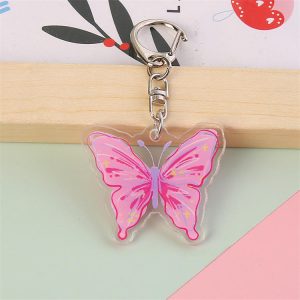 butterfly keychain pink