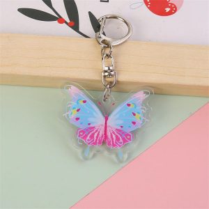 butterfly keychain pest pink